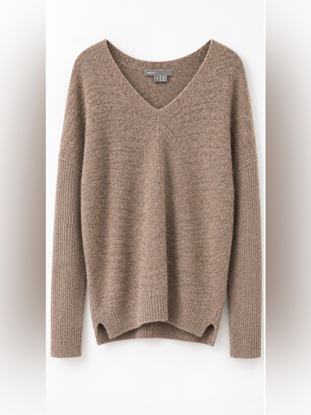 Vince Women's V-Neck Knit Sweater in Taupe Brown - 80% OFF MSRP!!!